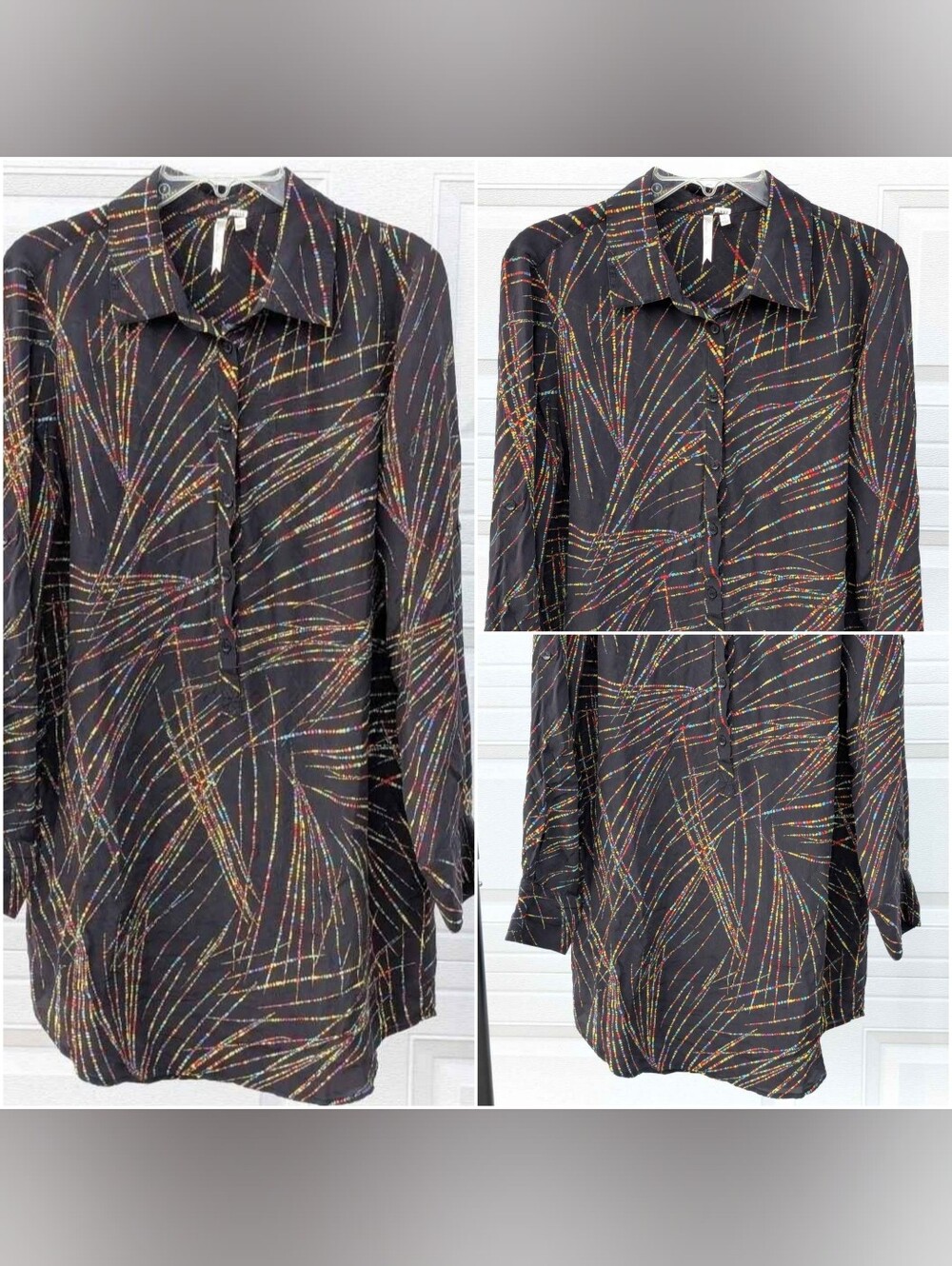 100% Silk Petticoat Alley Long Sleeve Blouse Size Small Long Blouse